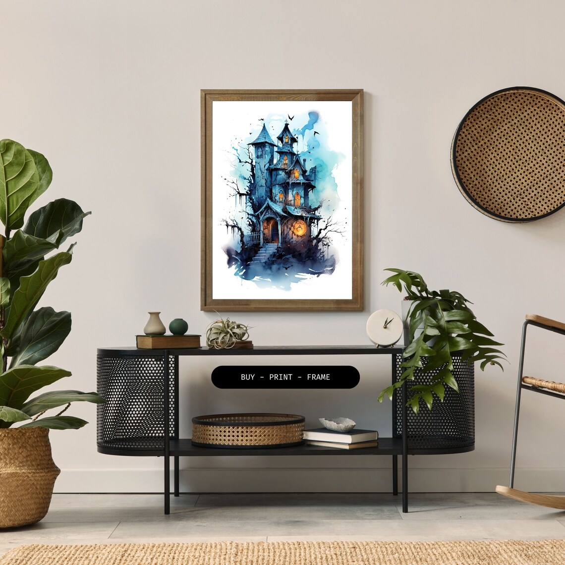 Haunted Mansion Watercolor, Spooky Halloween Decor - Image 2