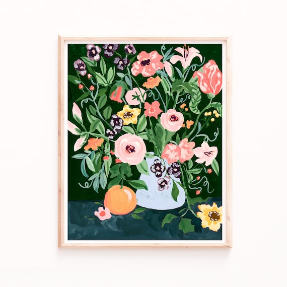 Floral Arrangement Watercolor Art Print, Still Life