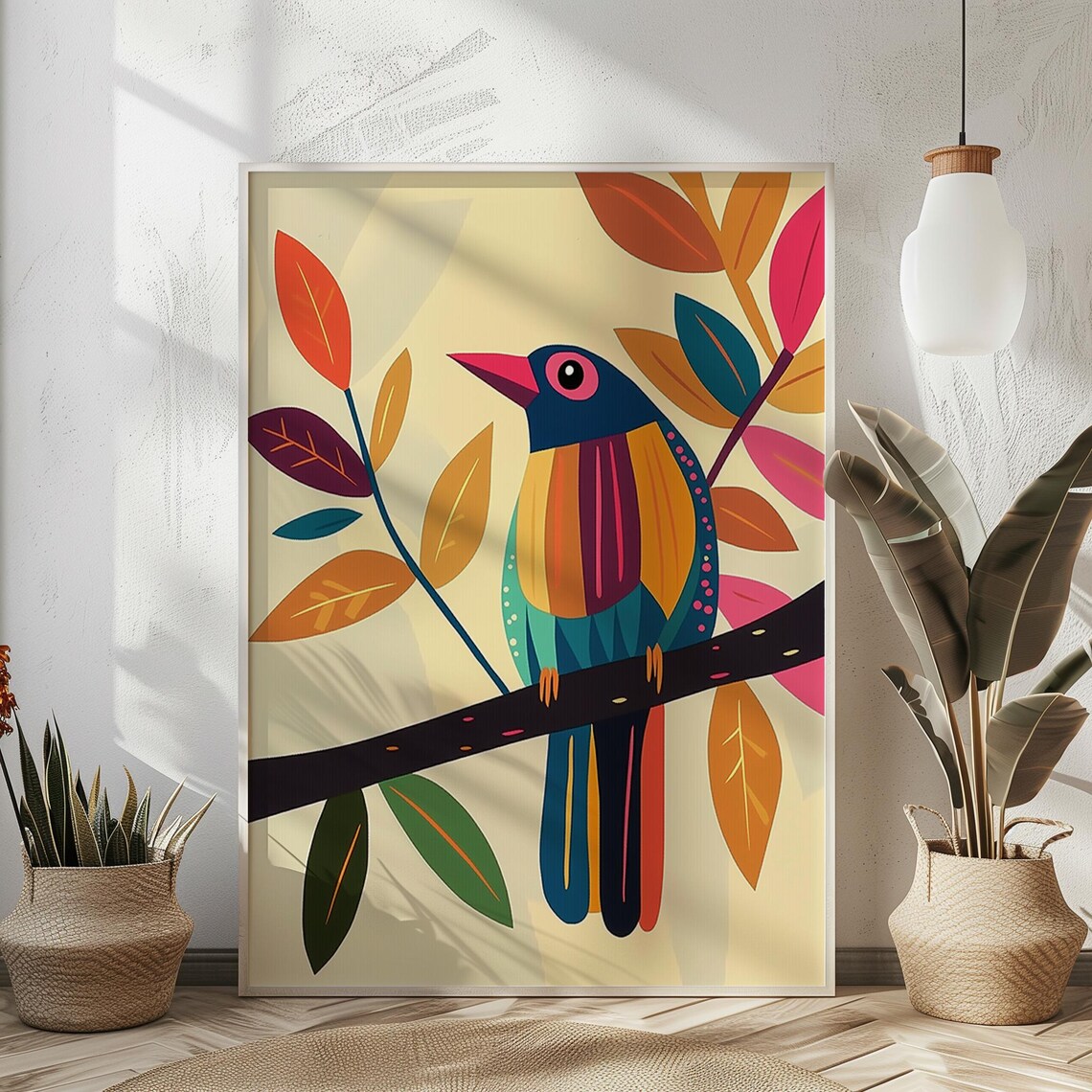 Colorful Abstract Bird, Modern Boho Geometric Art - Image 3