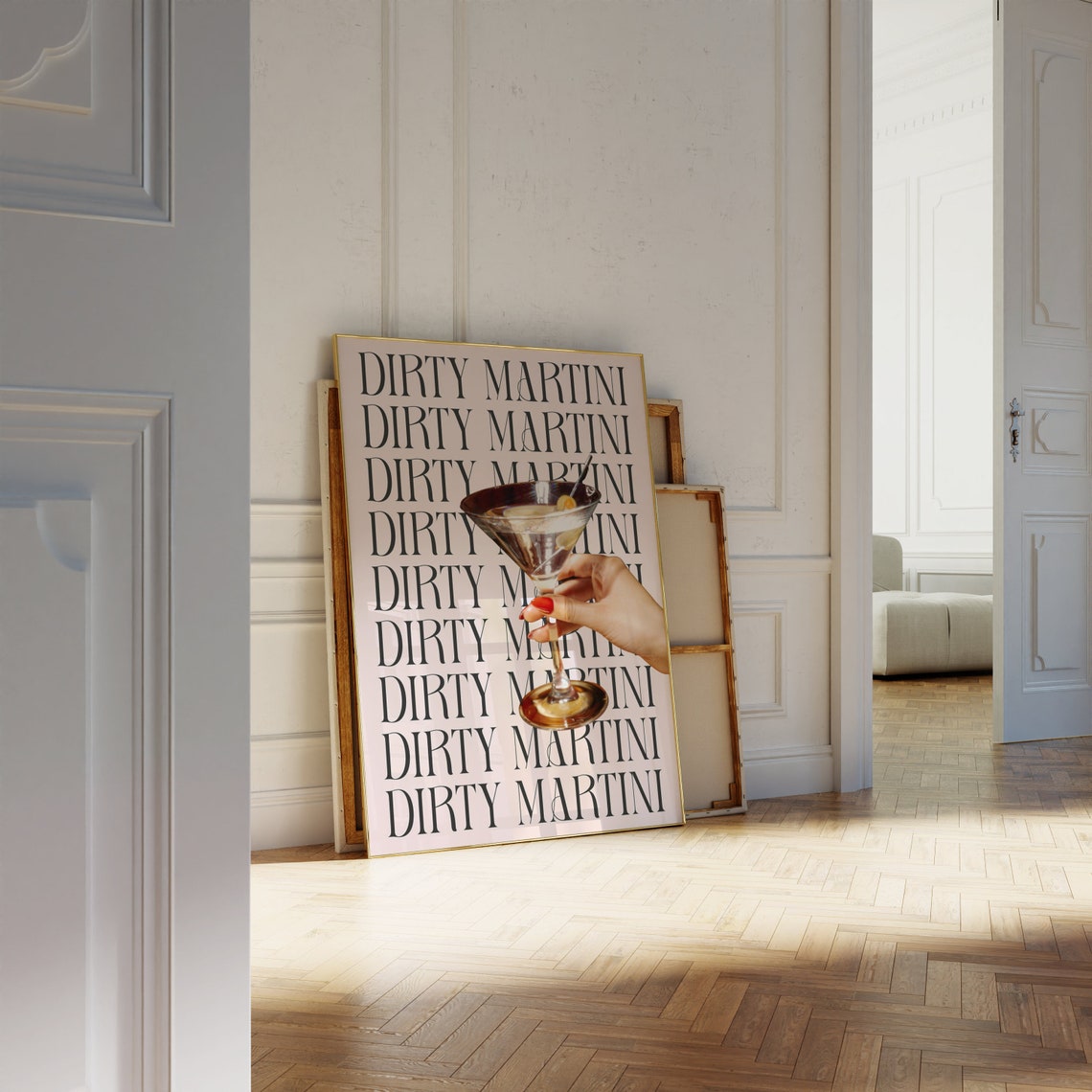 Dirty Martini Typography Quote Chic Girly Cocktail Bar Wall Art - Image 4