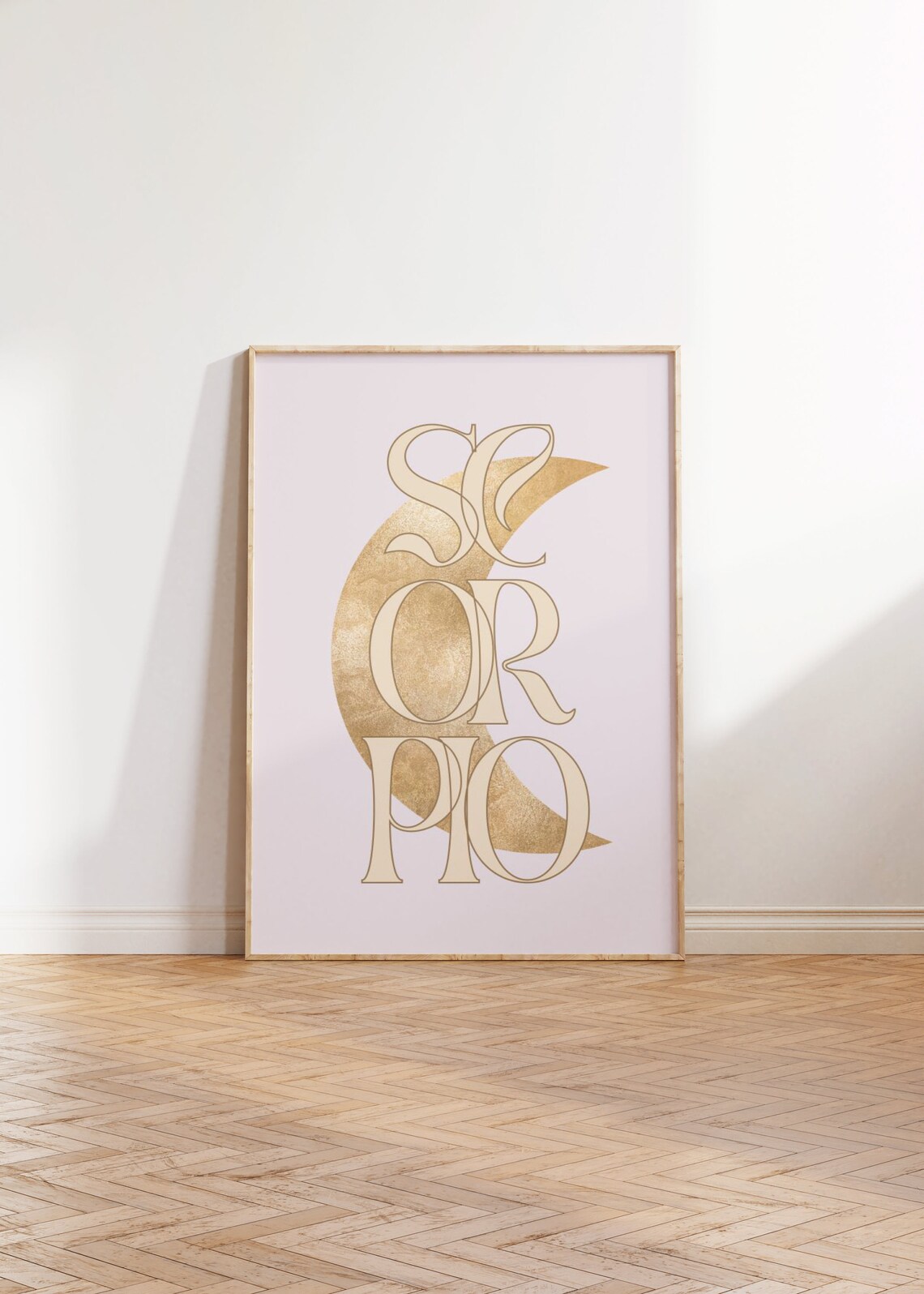 Scorpio Gold Crescent Moon Art Nouveau Blush Pink Zodiac Typography Poster - Image 4