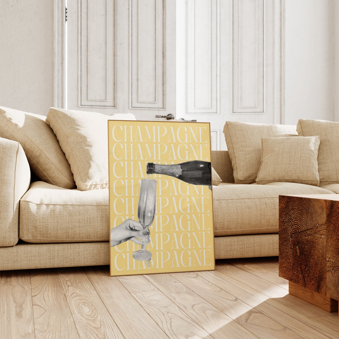 Yellow Champagne Typography Quote Sunny Cheerful Bar Cart Wall Art - Image 2