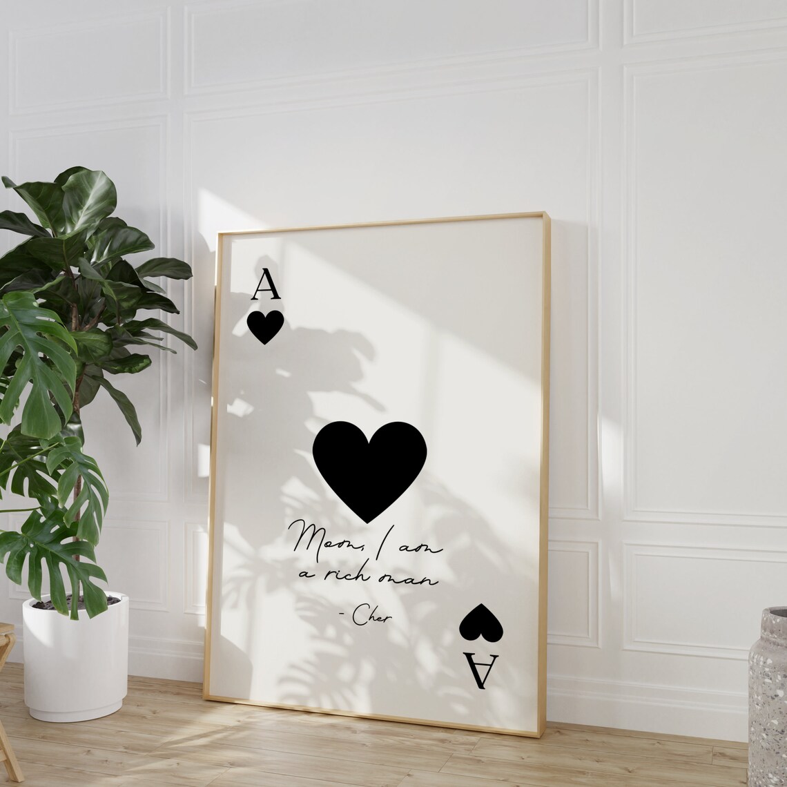 Trendy Ace Of Hearts Print Mom I Am A Rich Man Cher Quote Positive Poster Playing Card Retro Bar Cart Wall Art Preppy Funky Print - Image 2