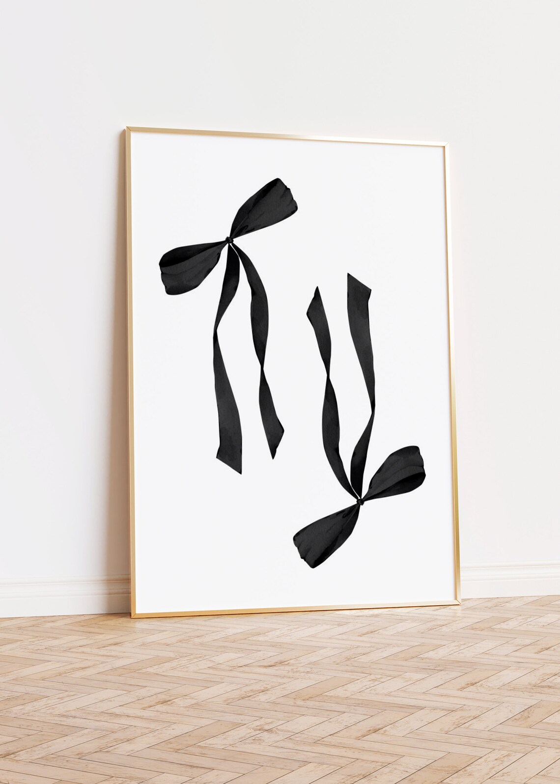 Black Bow Watercolor Print, Preppy Minimalist Poster