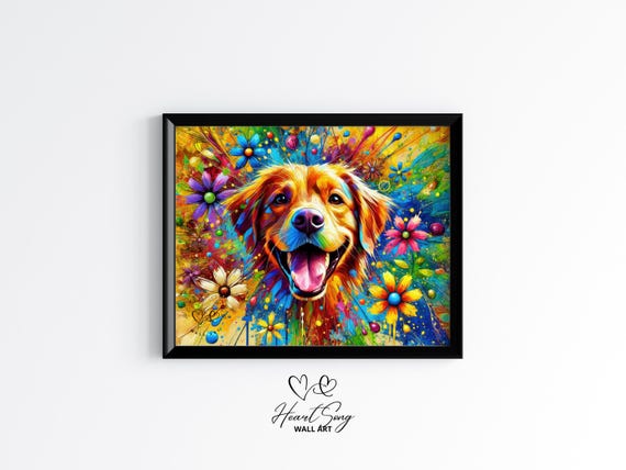 Chesapeake Bay Retriever Painting Vibrant Dog Wall Art Playful Abstract Pet Portrait Unique Animal Decor 92