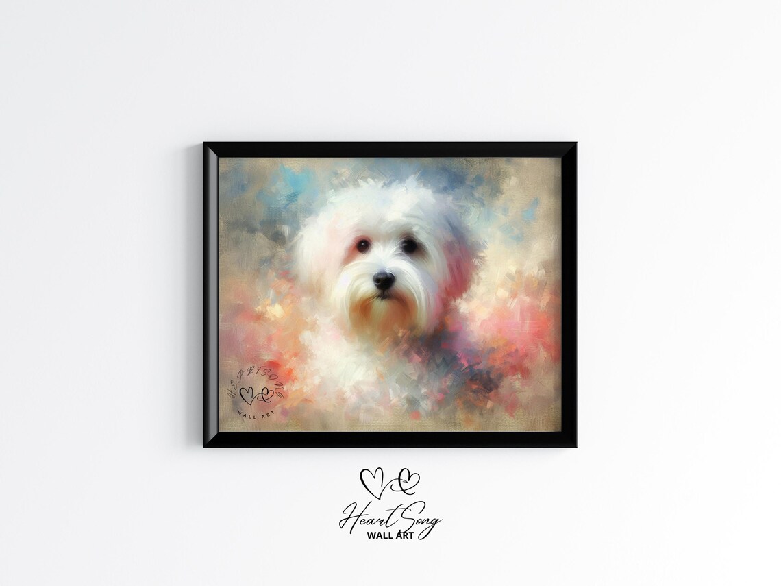 Cute Havanese Watercolor Dog Portrait Soft Pastel Pet Art Print