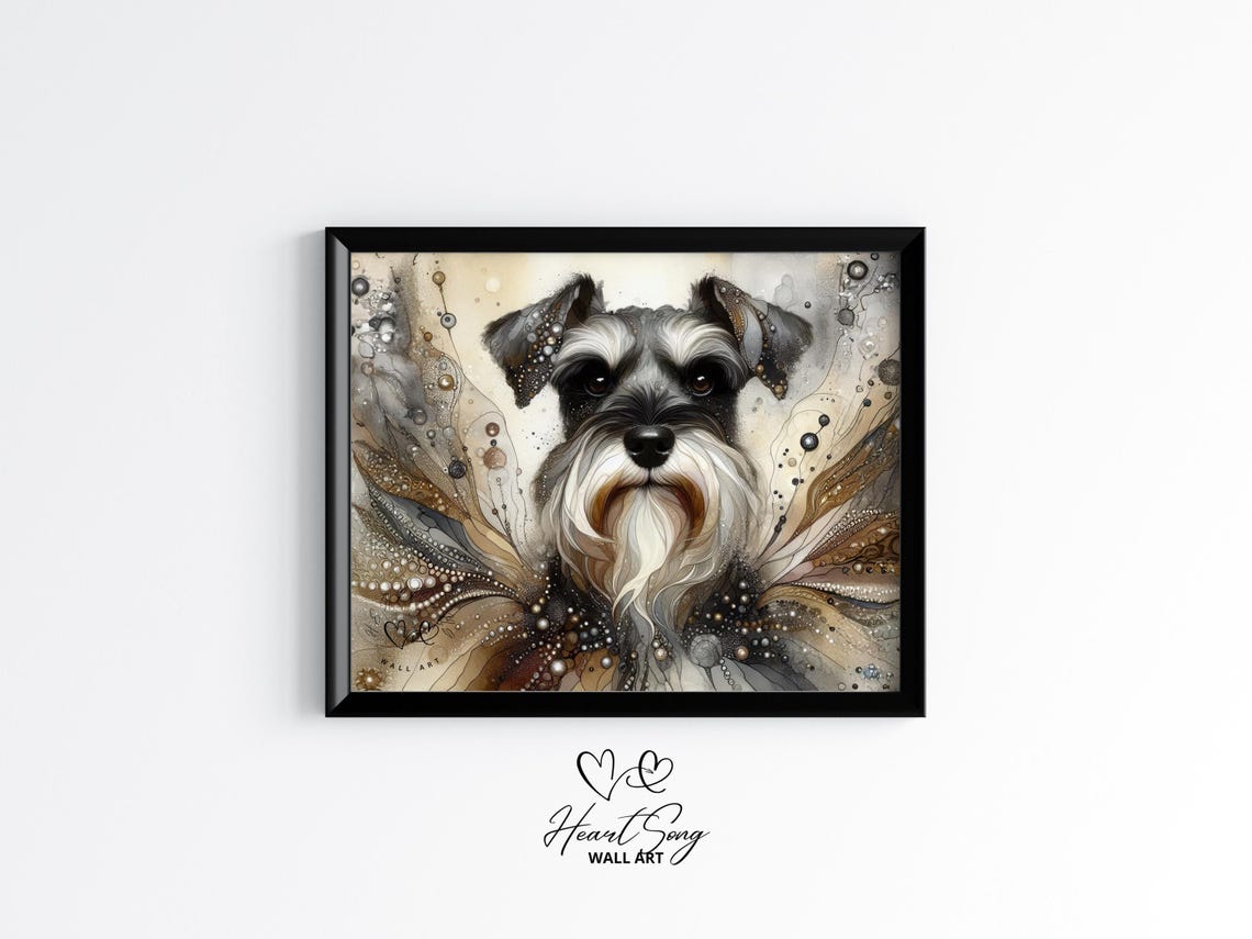 Schnauzer Dog Portrait Poster Elegant Silver Monochrome Artwork