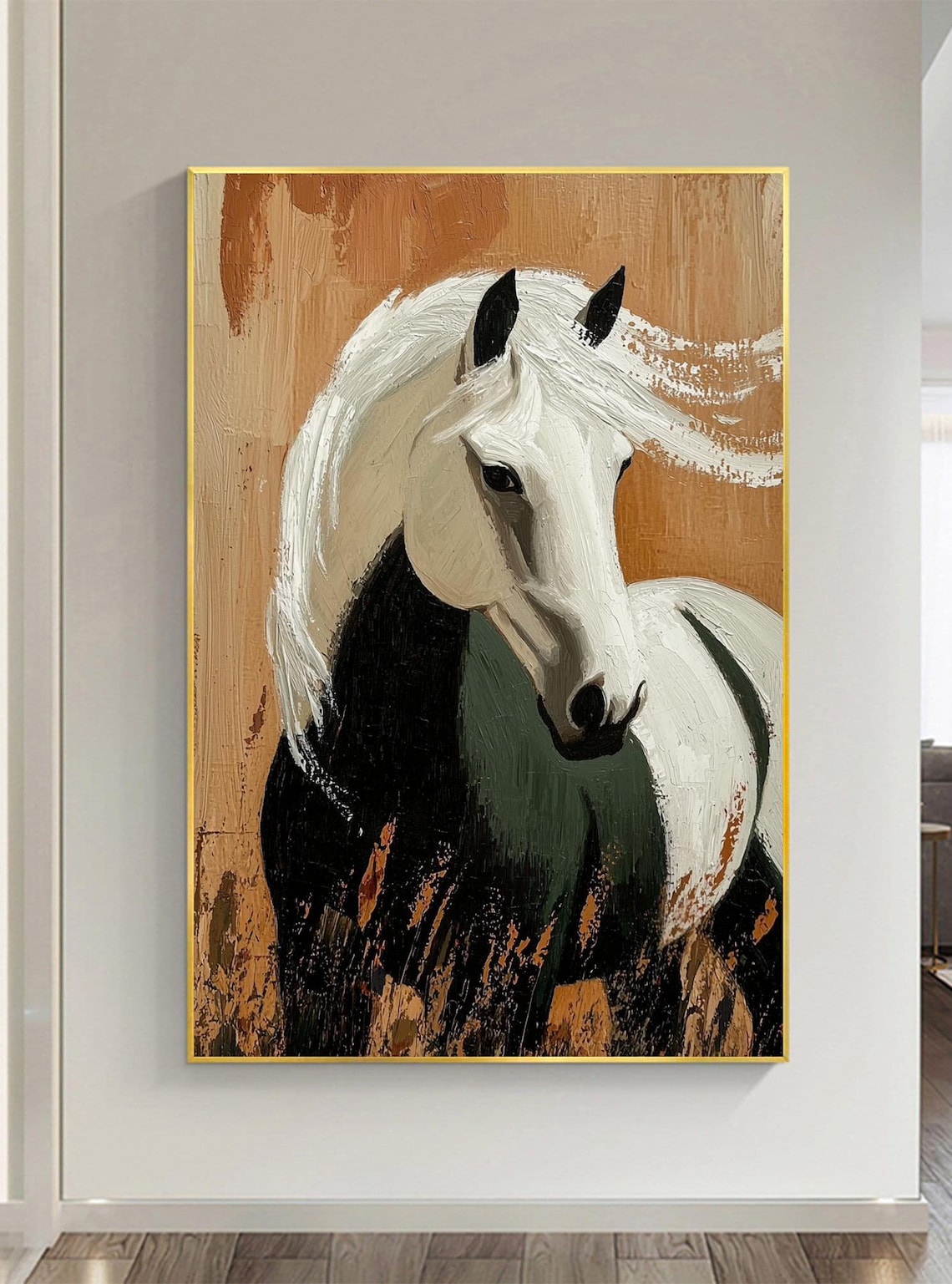 Abstract 3D Textured Horse Oil Painting Art Print - Image 4