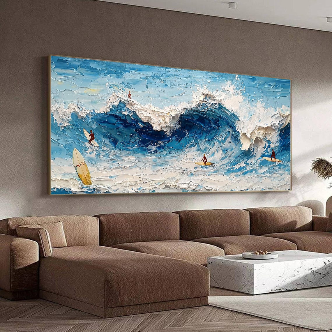 Original Abstract Surfing Oil Painting Surfing Sports Painting Large Ocean Seascape Wall Art Custom Fashion Living Room Wall Decor - Image 3