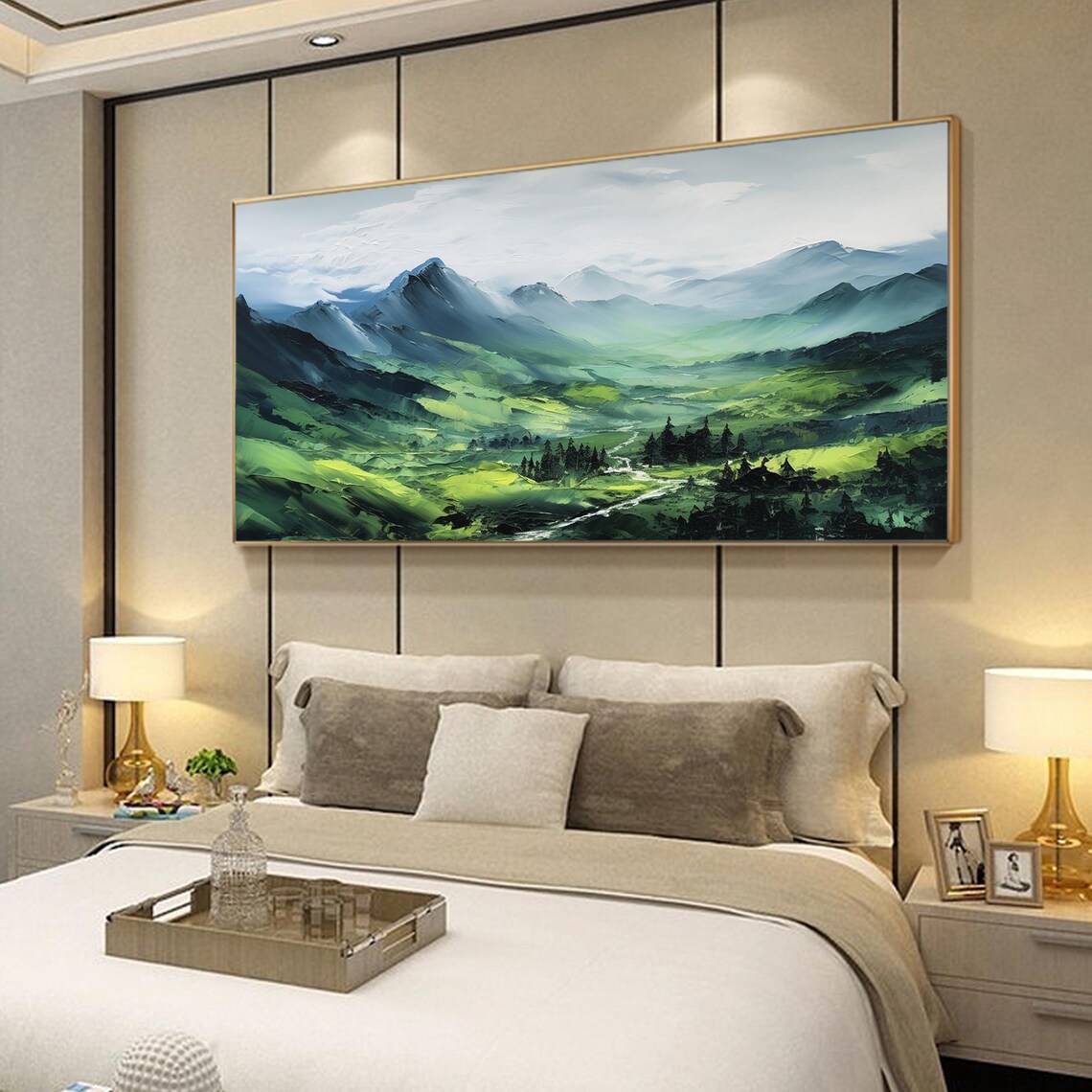 Green Mountain Modern Abstract Landscape Art Print - Image 2