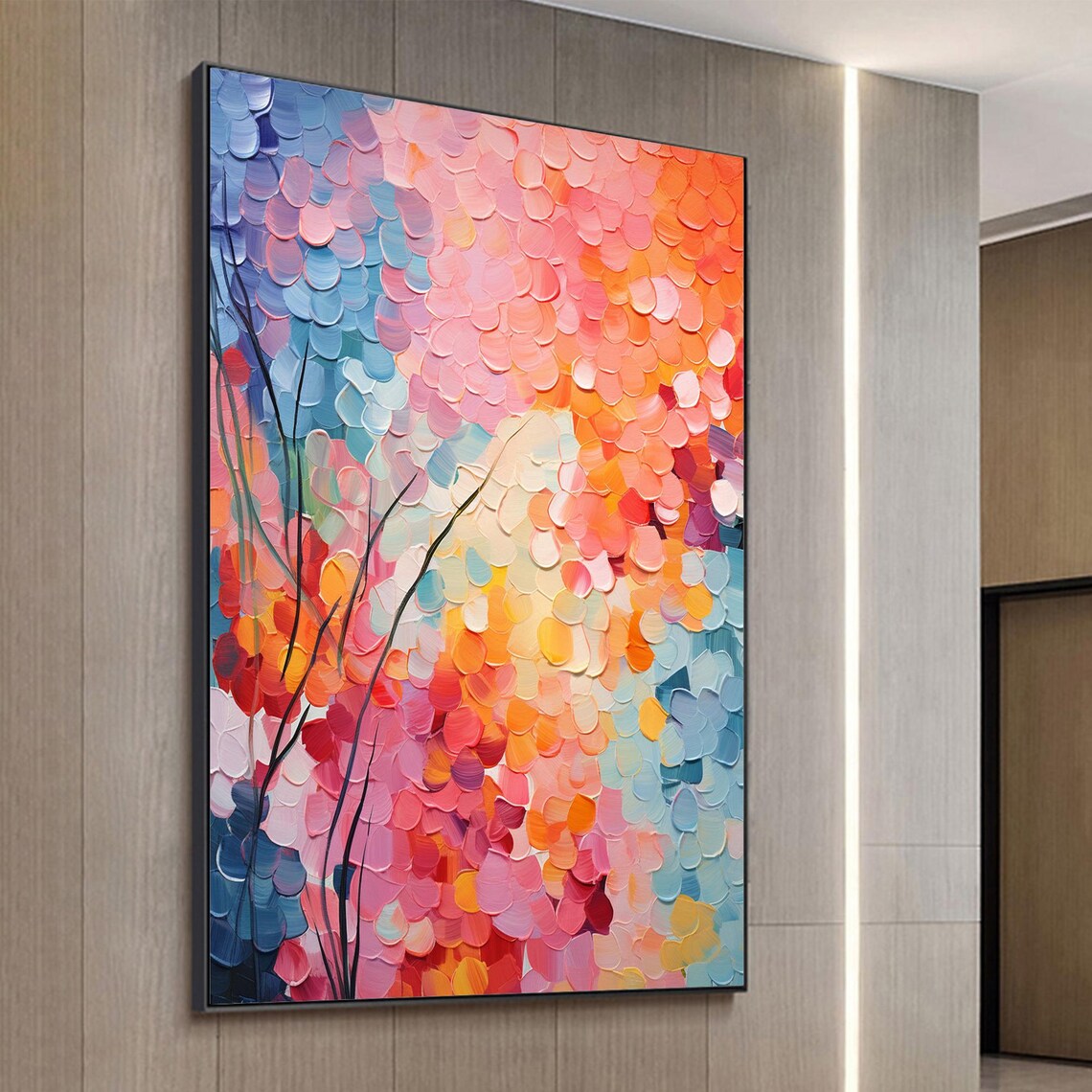 Custom Minimalist Floral Oil Painting, Abstract Texture - Image 3