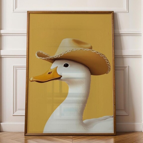Silly Cowboy Goose Art Print, Western Nursery