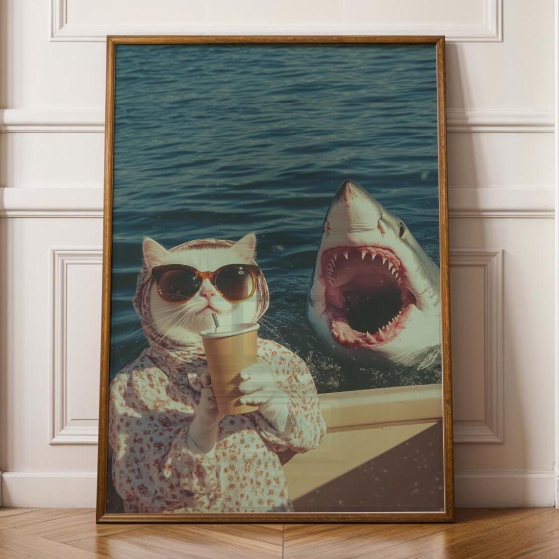 Funny Cat Maximalist Humorous Poster Print