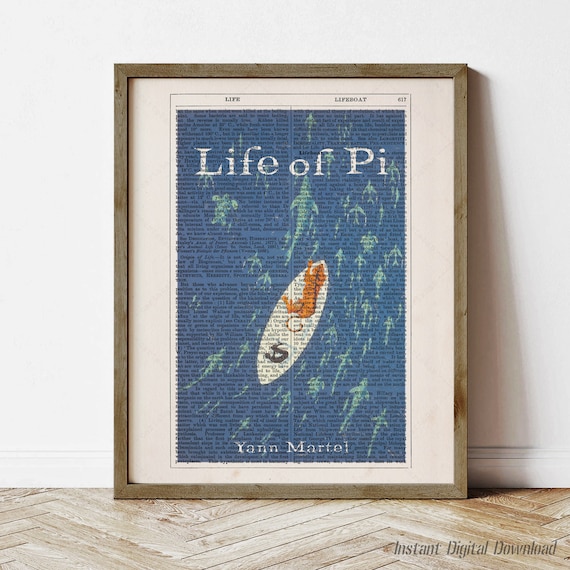 Yann Martel Life Of Pi Tiger Boat Voyage Dictionary Page Art Poster