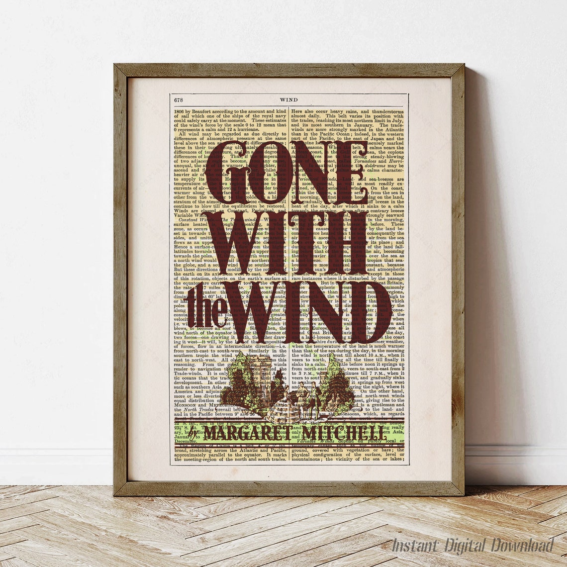 Margaret Mitchell Gone With The Wind Vintage Dictionary Page Art Print