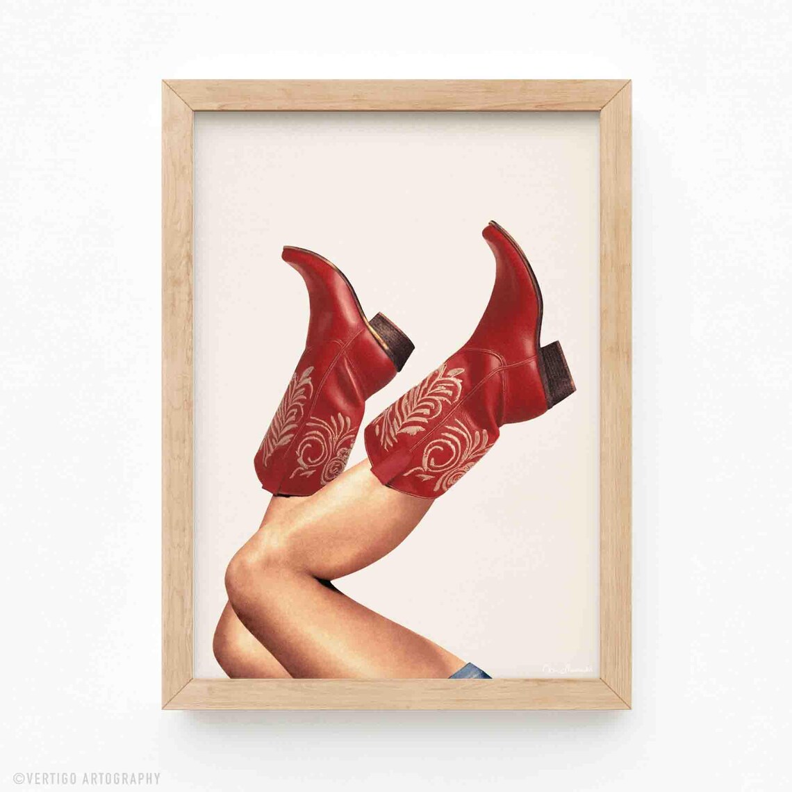 These Boots Red Cowgirl Vintage Western Art Print