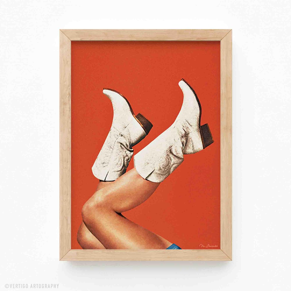 Burnt Orange Cowgirl Boots Vintage Western Art Print
