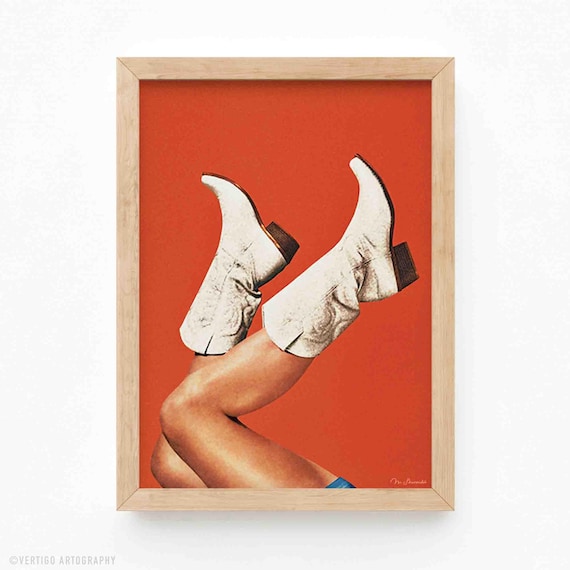 Burnt Orange Cowgirl Boots Vintage Western Art Print