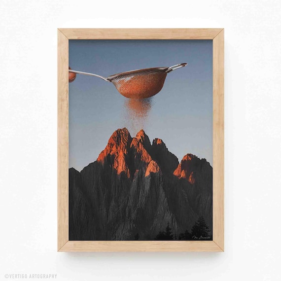 Cocoa Summit Art Print, Surreal Chocolate Collage
