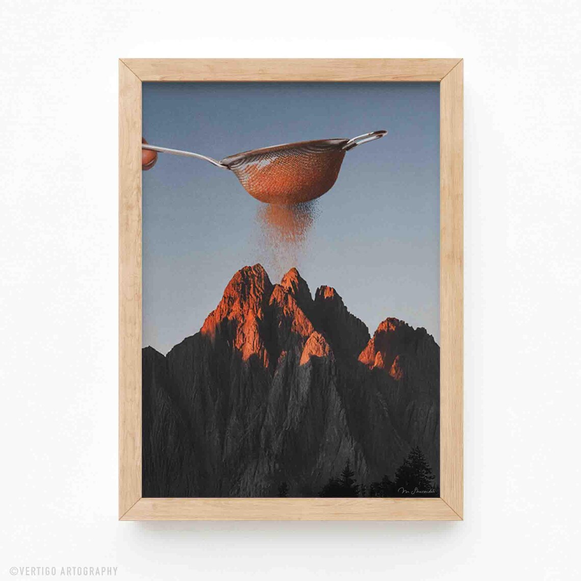 Cocoa Summit Art Print, Surreal Chocolate Collage