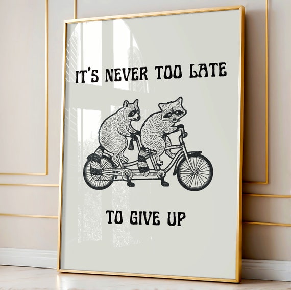 Funny Raccoon Bathroom Art, Retro Poster Print
