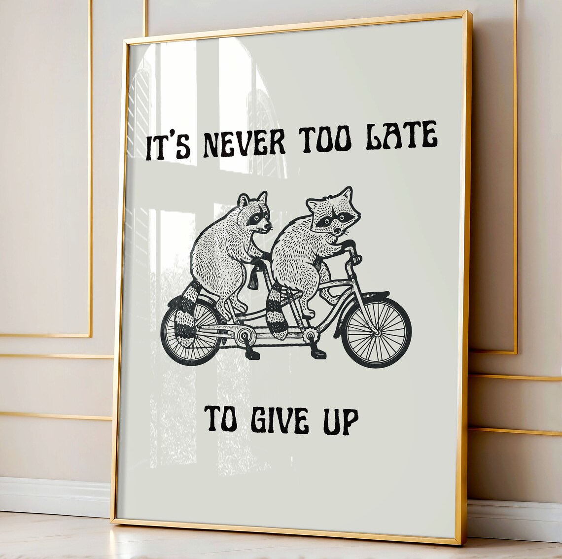 Funny Raccoon Bathroom Art, Retro Poster Print