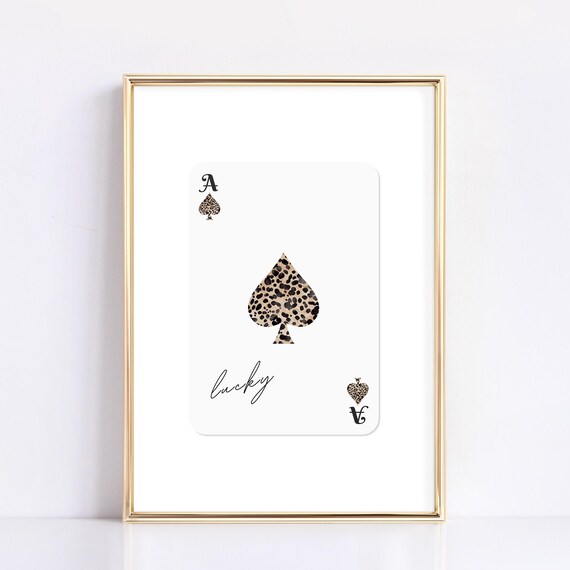 Lucky Ace Of Spades Leopard Playing Card Trendy Casino Preppy Wall Poster