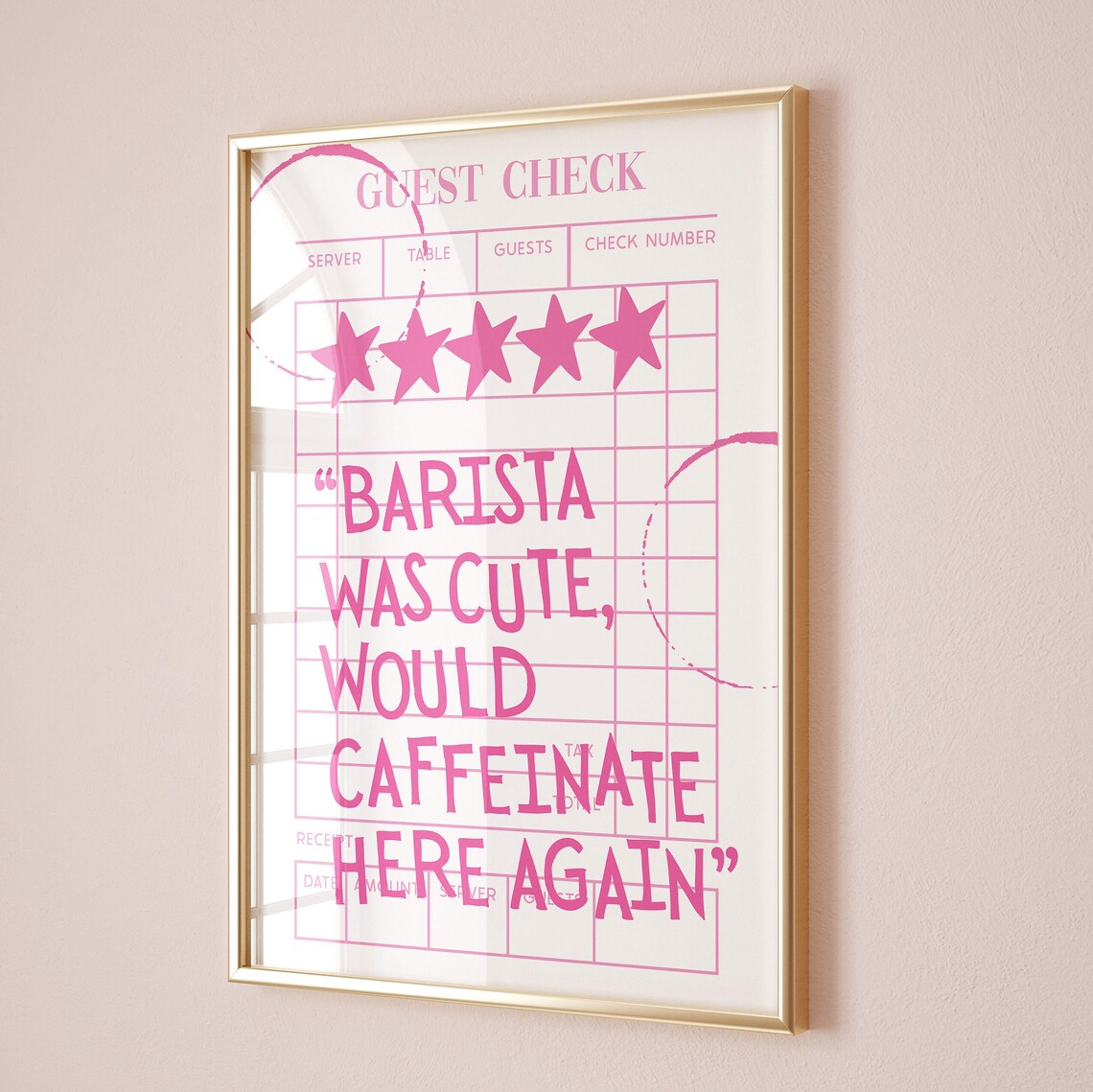 Guest Check Coffee Poster, Cute Apartment Decor