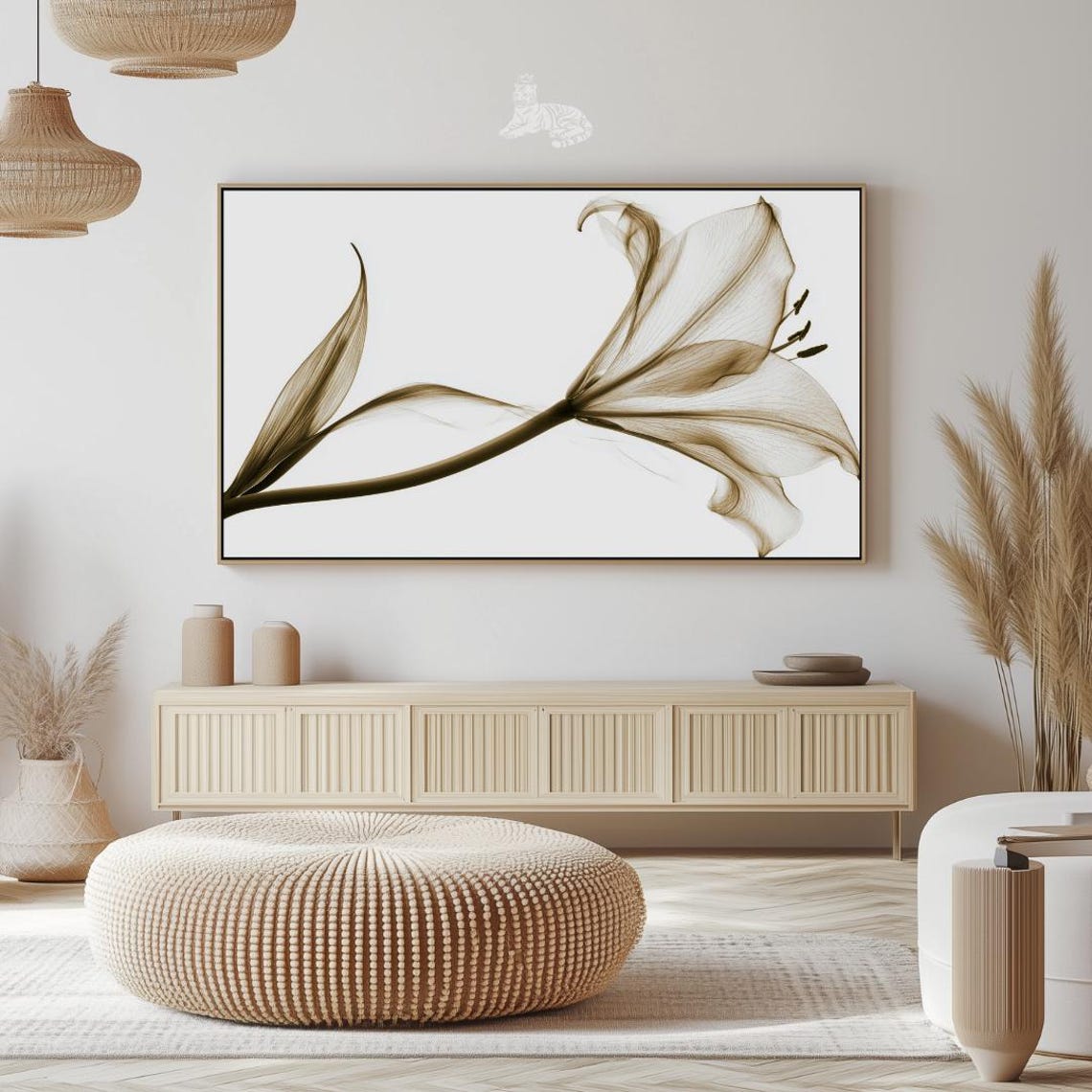 Translucent Lily Xray Botanical Art Minimalist Sepia Flower Wall Print - Image 2