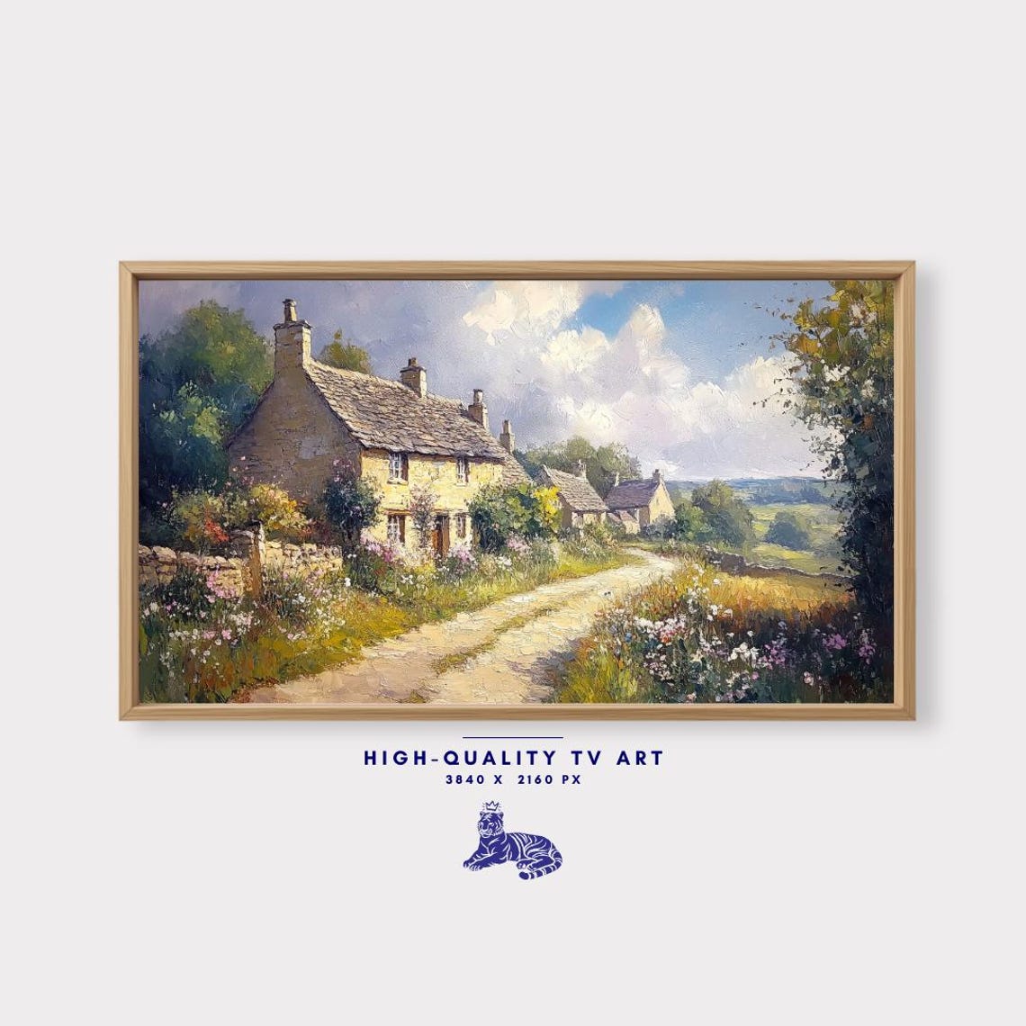 Serene Countryside Landscape Frame Tv Art Rustic English Charm Oil Style Art For Frame Tv 169 Ratio - Image 3