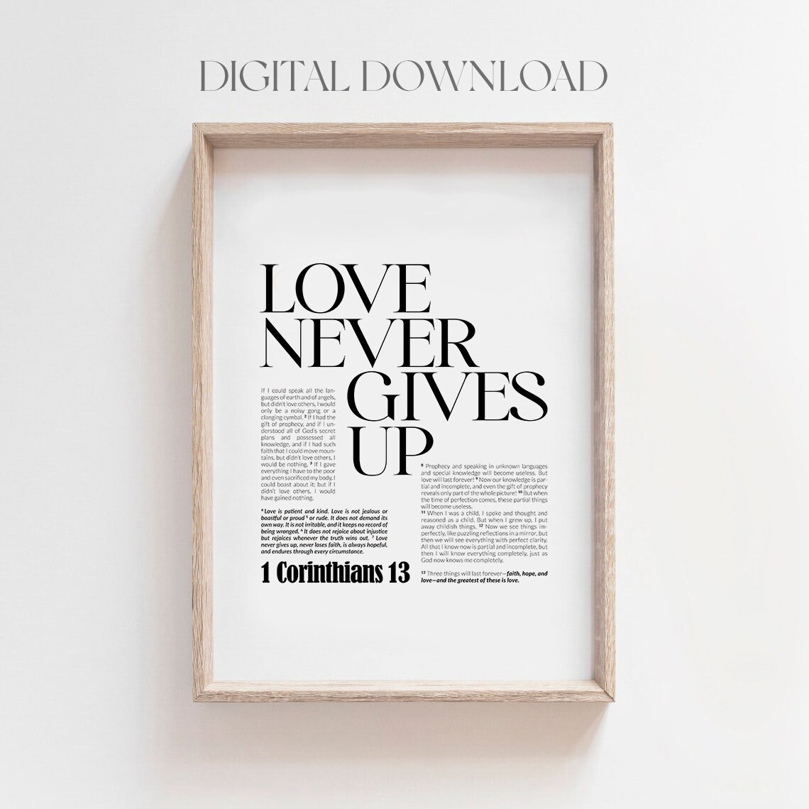 1 Corinthians 13 Love Never Gives Up Poster - Image 2