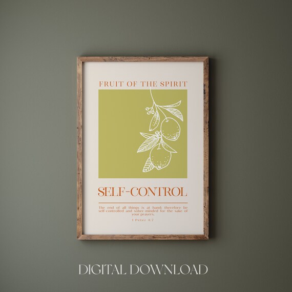Fruit of the Spirit Self-Control 1 Peter 4:7 Botanical Art Print
