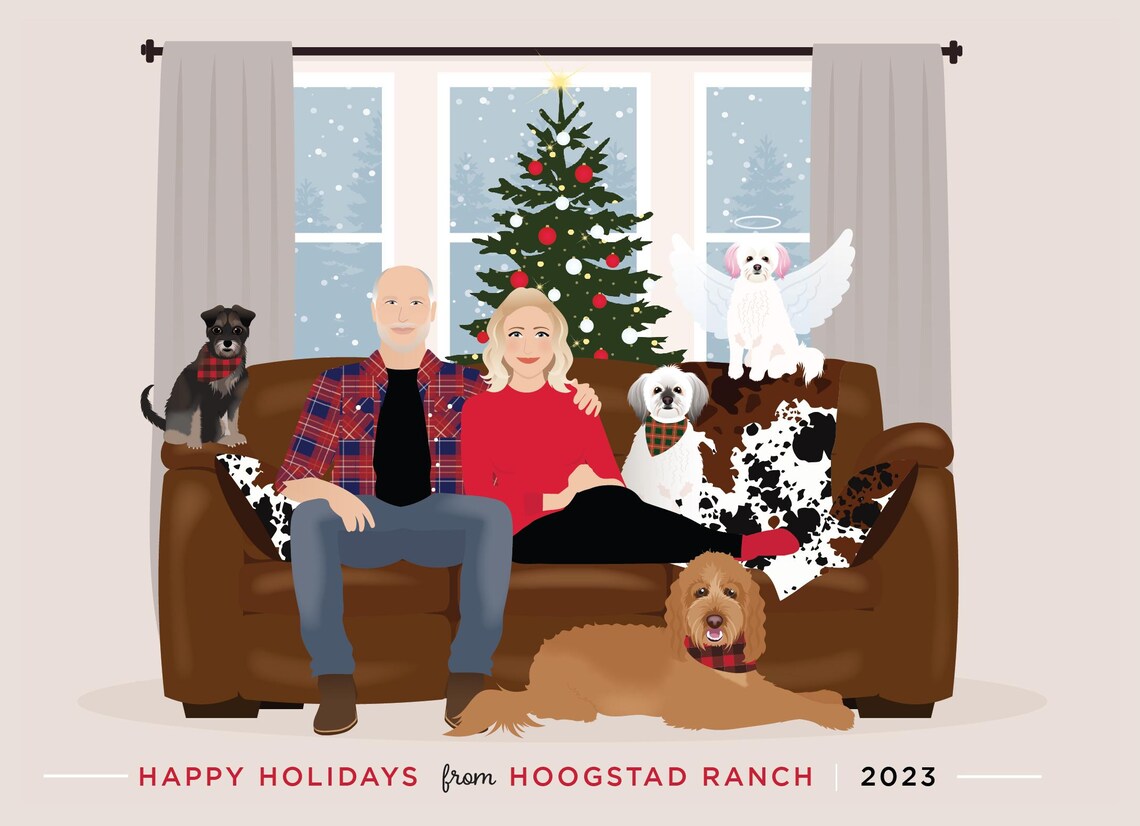 Personalized Christmas Family Portrait Matching Pajamas Poster - Image 3