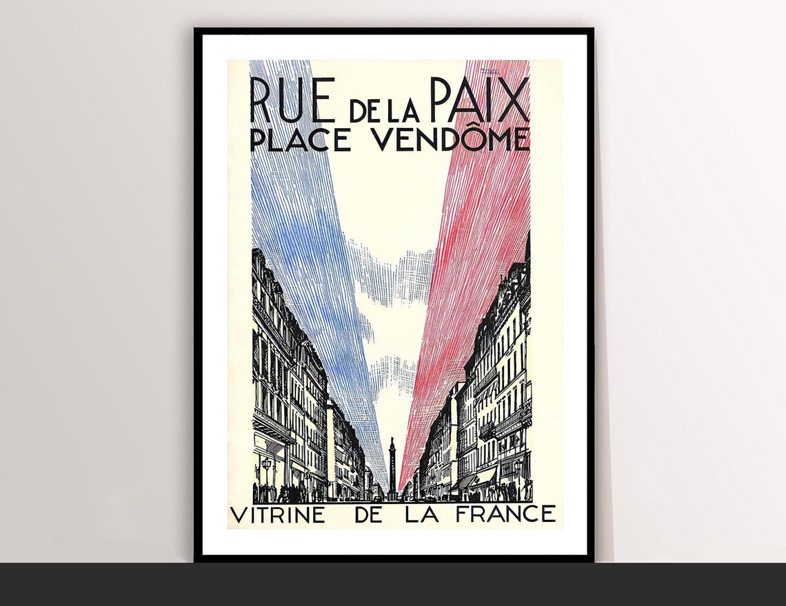 Rue De La Paix Place Vendome Vintage Paris Travel Poster France