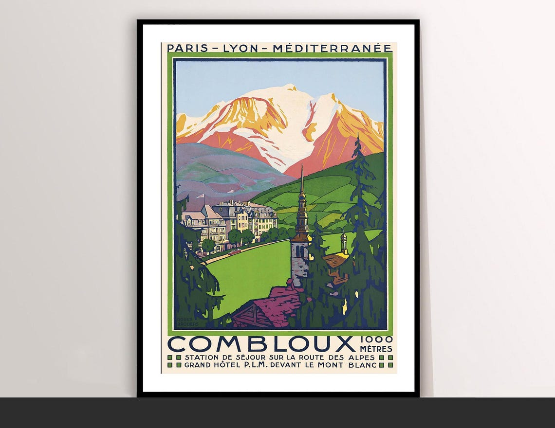 Combloux Mont Blanc PLM French Alps Vintage Travel Poster Art