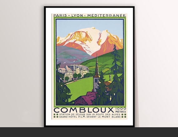 Combloux Mont Blanc PLM French Alps Vintage Travel Poster Art