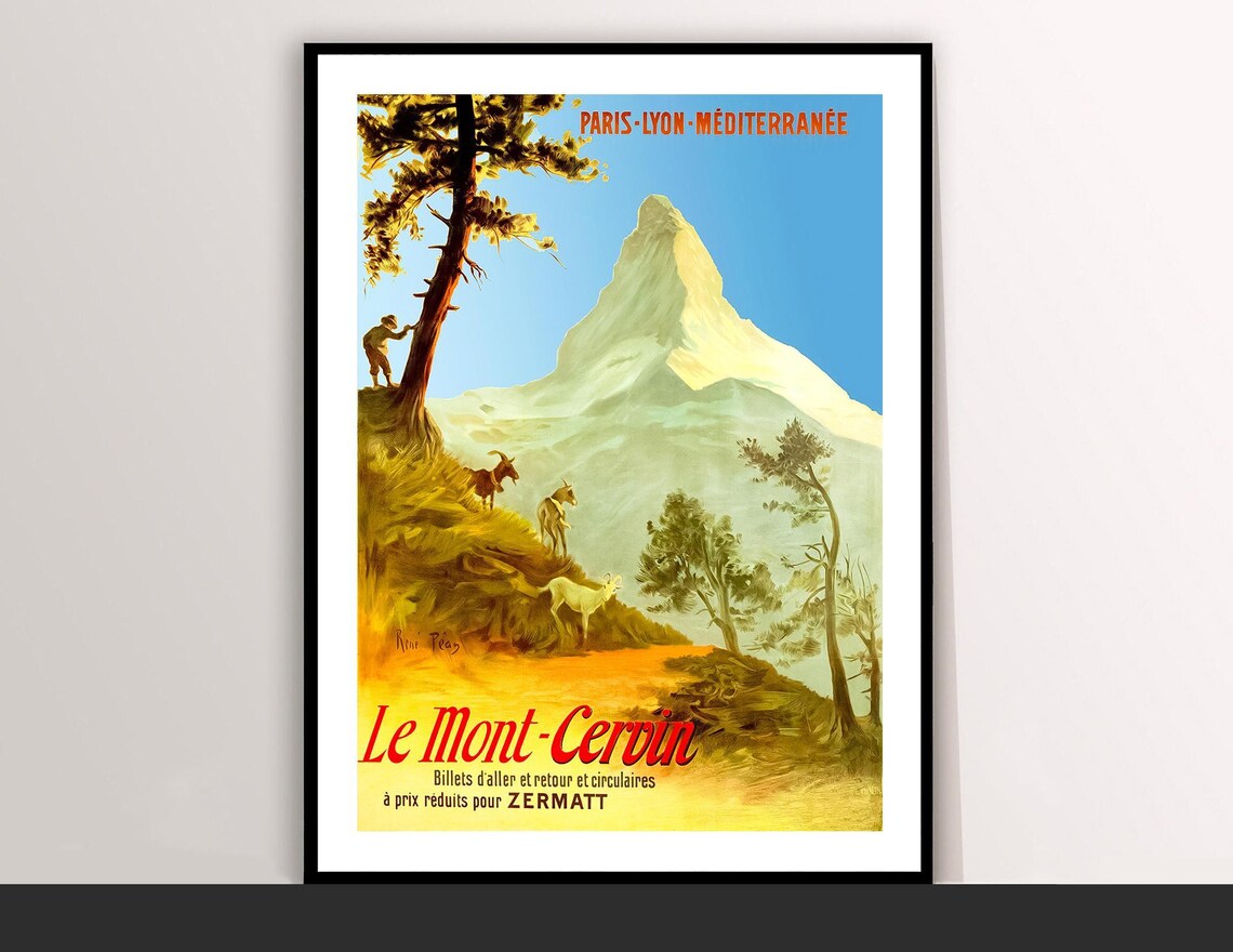 Le Mont Cervin Matterhorn Zermatt Vintage French Travel Poster