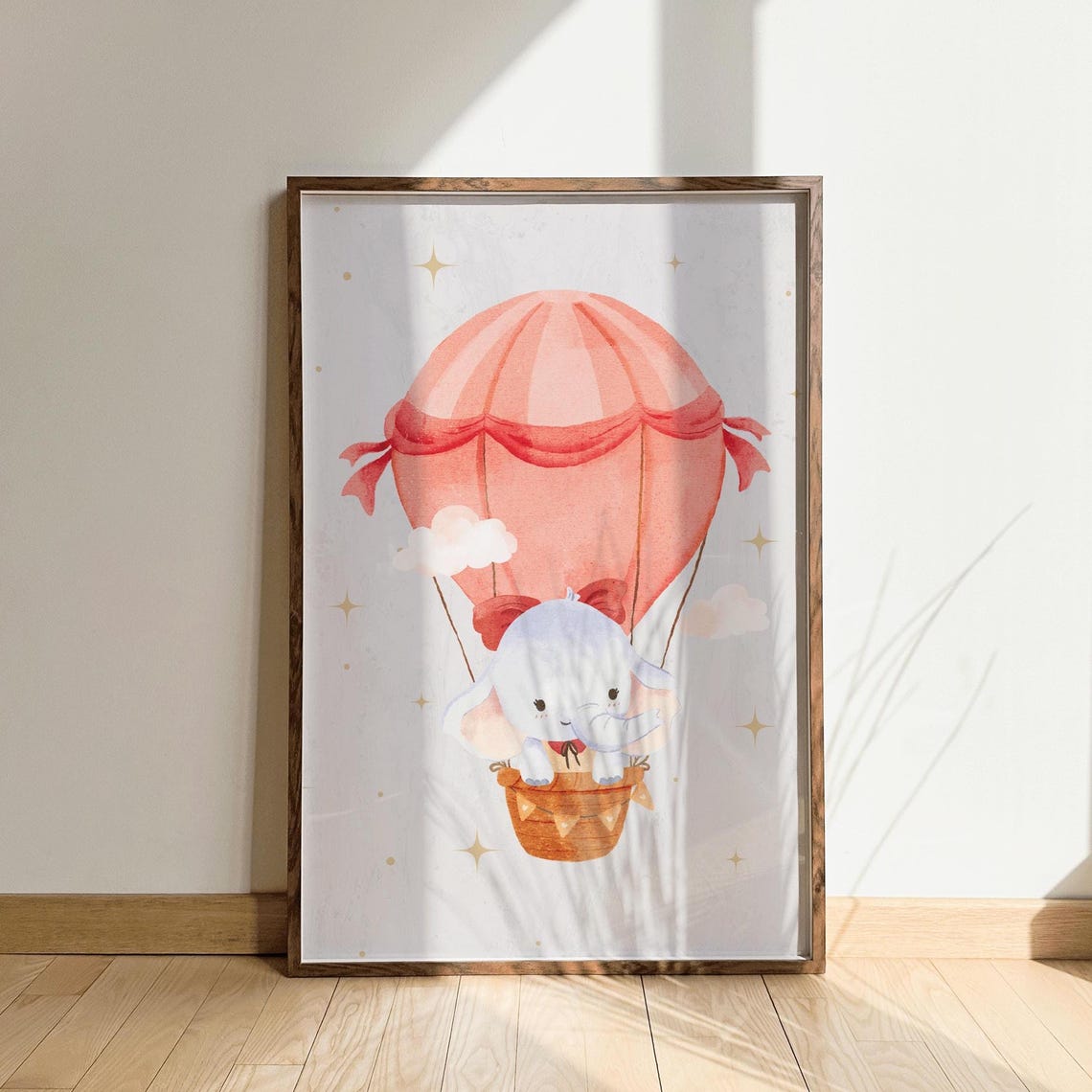 Hot Air Balloon Elephant Nursery Art, Baby Shower Gift - Image 4