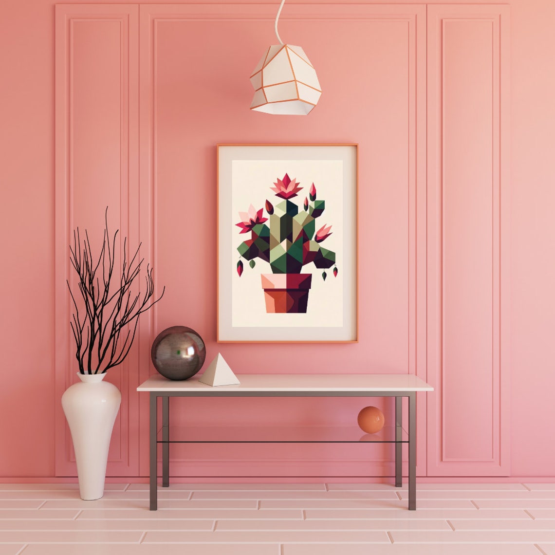 Abstract Geometric Cactus Print Modern Blooming Cacti Illustration Bold Colorful Desert Plant Artwork - Image 5