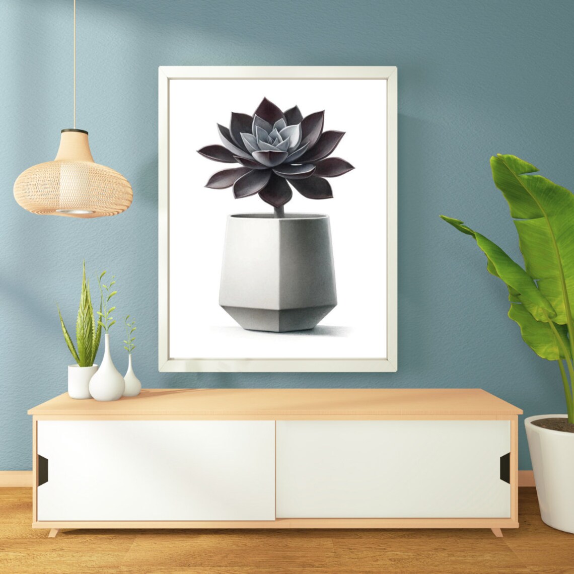 Modern Succulent in Geometric Pot, Wall Art - Image 4