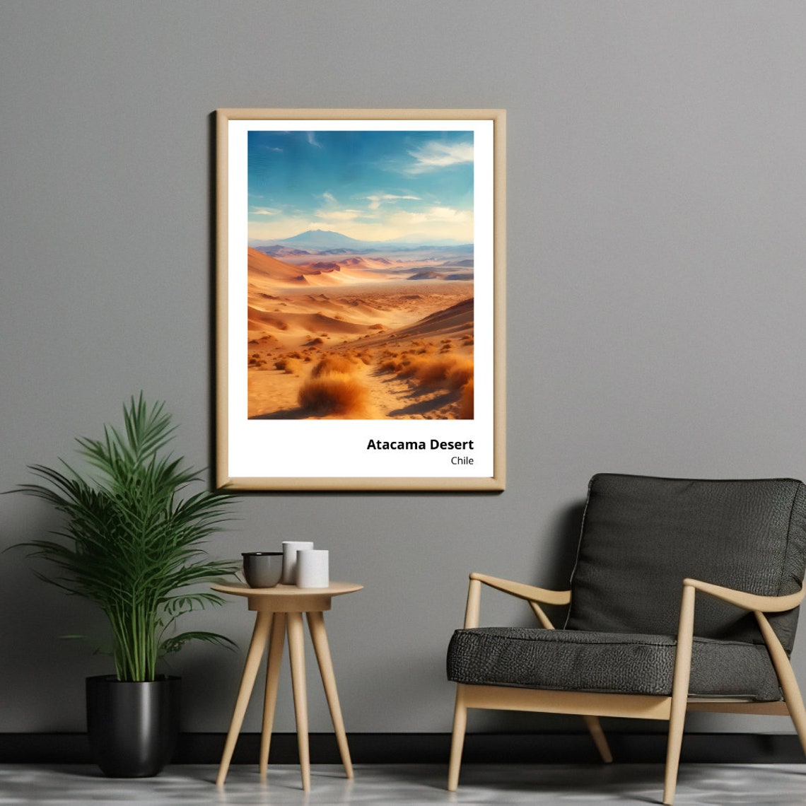 Atacama Desert Chile Red Sand Dunes Volcano Landscape Poster - Image 3