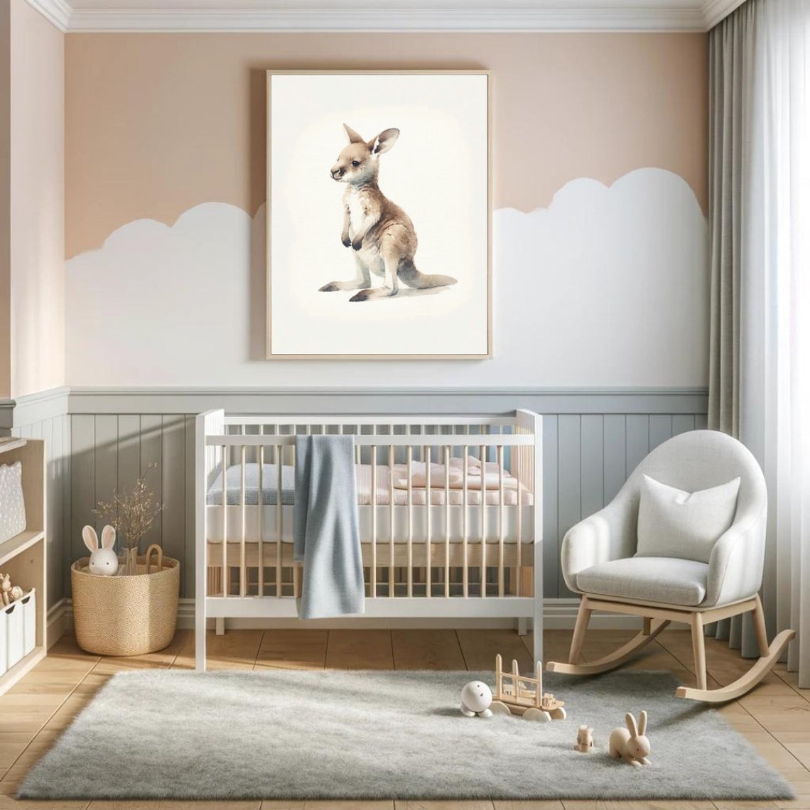 Kangaroo Joey Watercolor Portrait Gentle Outback Nursery Poster - Image 4