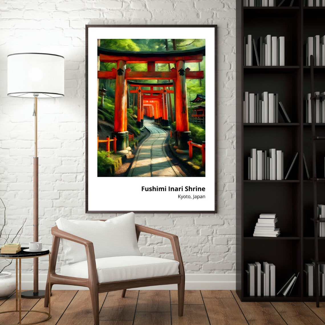 Fushimi Inari Shrine Kyoto Vermilion Torii Gates Path Poster - Image 3