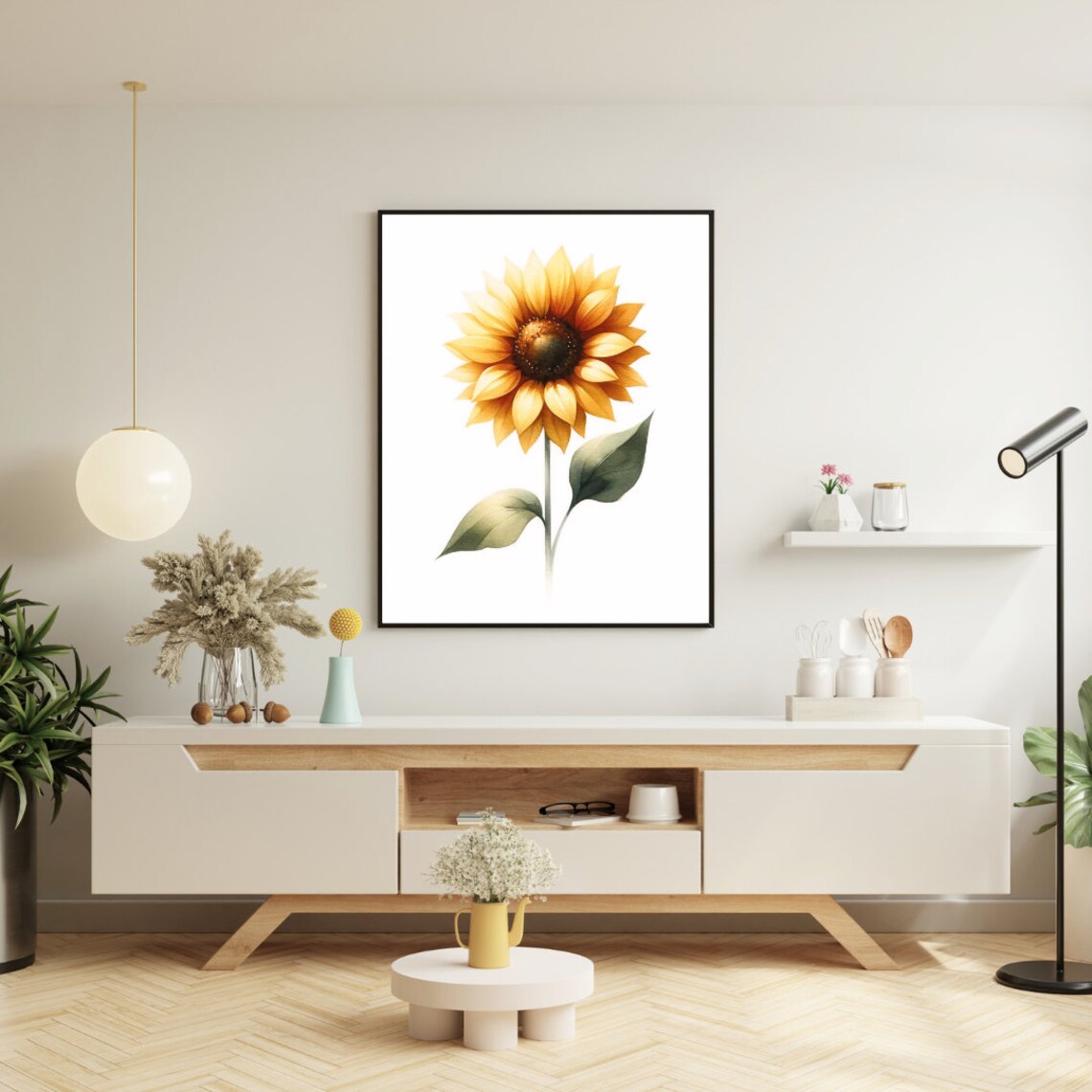 Golden Sunflower Bloom Warm Watercolor Radiant Floral Poster - Image 4