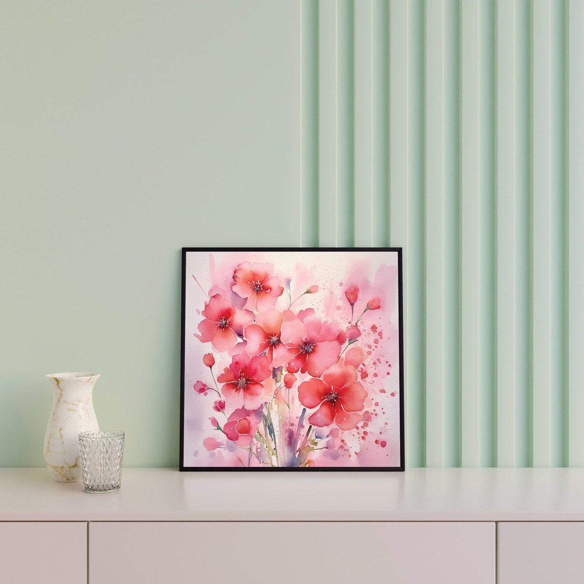 Pink Watercolor Flowers Framed Poster Pink Flowers In Watercolor Style Flowers Wall Art Floral Poster Wall Hanging Cute Flowers Poster - Image 4