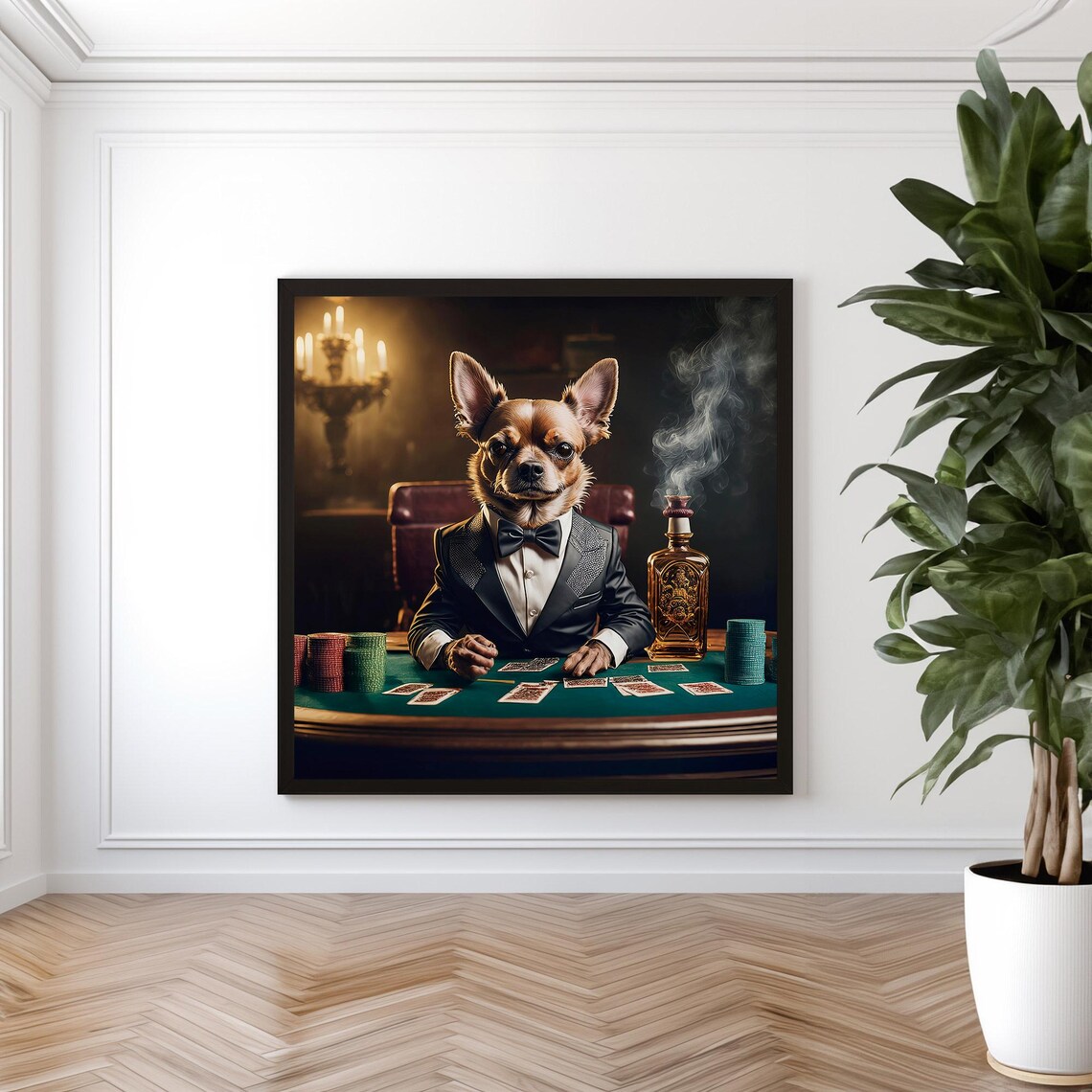 Chihuahua In Tuxedo Playing Poker Casino Night Dog Art Poster - Image 5