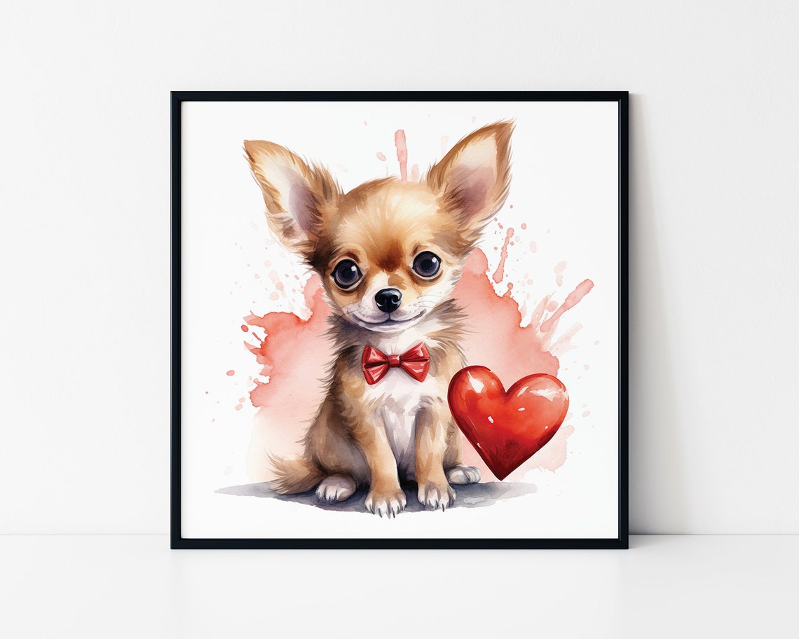 Watercolor Cute Chihuahua Chihuahua Framed Poster Cute Dog Watercolor Painting Chihuahua Art Dog Wall Art Dog Lover Gifts Lovely Dog