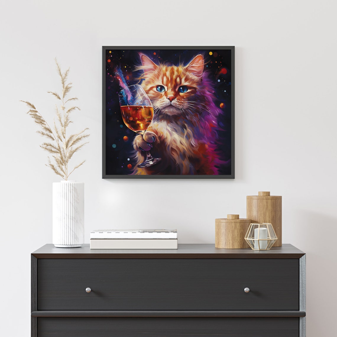 Fluffy Orange Cat Holding Wine Glass Funny Party Animal Poster - Image 5