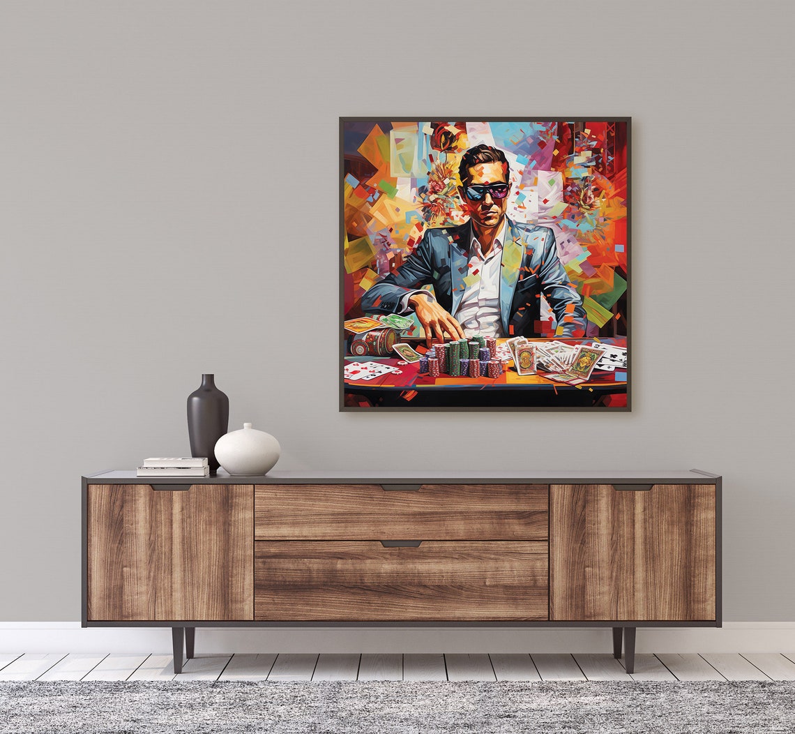 Painting Of A Man Playing Poker Framed Poster Poker Tournament Painting Poker Wall Art Winning In Poker Painting Poker Framed Poster - Image 3