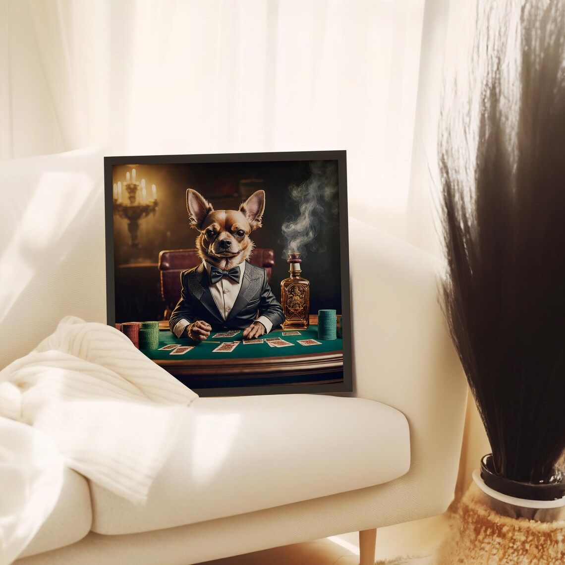 Chihuahua In Tuxedo Playing Poker Casino Night Dog Art Poster - Image 4
